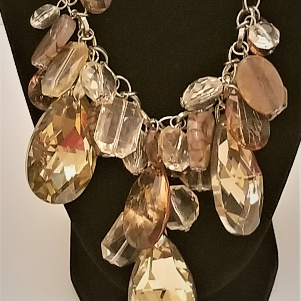 Amber colored teardrop drop necklace